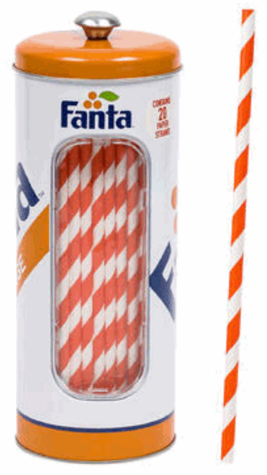 Orange Fanta Straw Holder 8.25"H